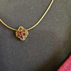 Stunning 14k Solid YG Garnet Pendant / Charm for Slide Bracelet